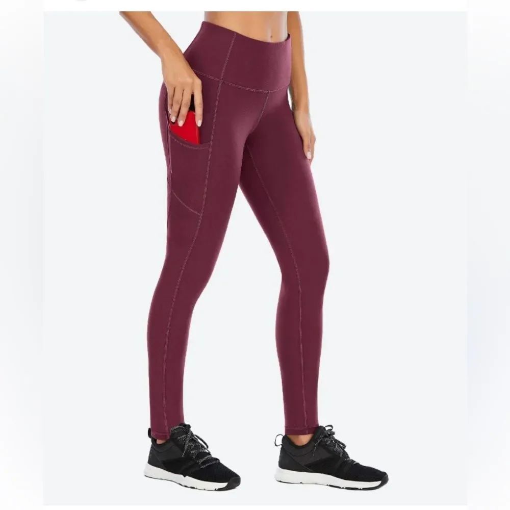 High-Rise Dusty Berry Active Leggings with Side Pockets Size Approxi, SM No Tag